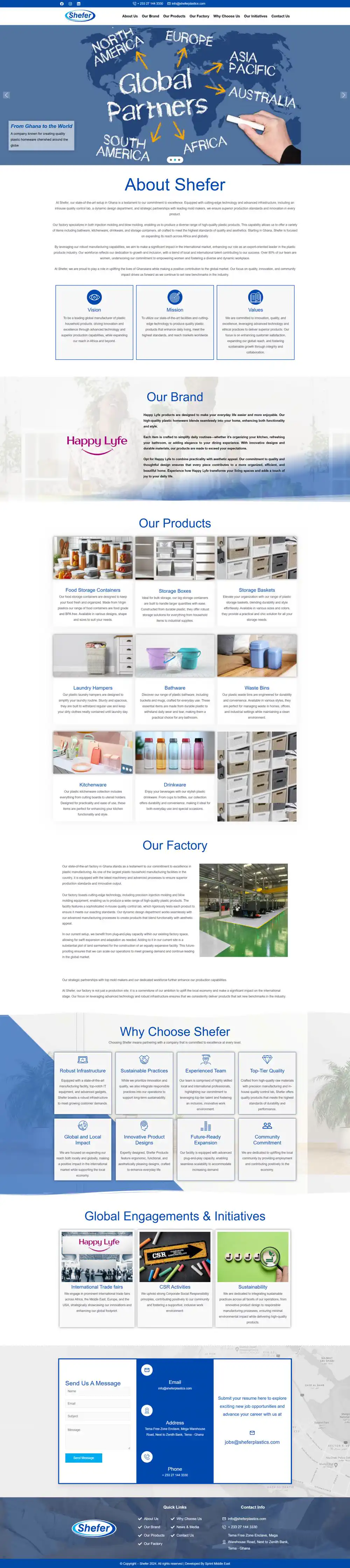 Shefer Plastics website showcase